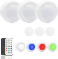 🔦 krofaue wireless led puck light: remote control, 13 colors, 4 modes - perfect under cabinet lighting for kitchen closet cupboard wardrobe (3 pack) логотип