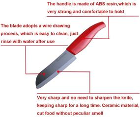 img 3 attached to 🔪 Поварской нож с керамическим лезвием "UPGRADED" длиной 5 дюймов - ультраострый кухонный нож для нарезки и чистки фруктов - керамический нож для фруктов (ощетиненное лезвие/красная рукоятка)