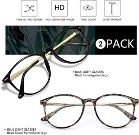 img 2 attached to 👓 Round Blue Light Blocking Glasses: Lightweight Metal Frame Eyeglasses for Men and Women - Ideal for Computer Use, Reading, and Gaming