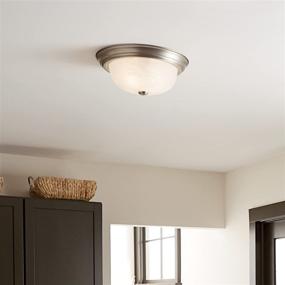 img 2 attached to 🔆 Kichler 8109NI Brushed Nickel Glass Flush Mount Ceiling Light, 2 Light, 120 Watts, 13.25" Wide