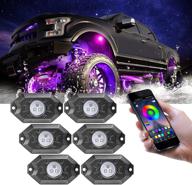 🌈 6 pods rgb led rock lights by swatow industries - underglow multicolor neon lights rgb rock light kit with bluetooth, timing music mode, wheel well lights for utv atv truck rzr off road logo