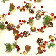 🎄 9.8ft pre-lit christmas garland with 30 led lights, battery operated pine cones and red berry christmas string lights, winter garland for home thanksgiving christmas tree decorations logo