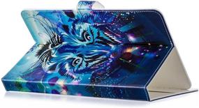 img 1 attached to 🐯 Casii Universal Blue Tiger Tablet Case - 9.5-10.5 inch PU Leather Flip Folio Stand Cover with Wallet - Cute Cartoon Protective Case (No Auto Sleep/Wake)