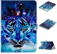 🐯 casii universal blue tiger tablet case - 9.5-10.5 inch pu leather flip folio stand cover with wallet - cute cartoon protective case (no auto sleep/wake) logo