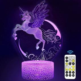 img 4 attached to 🦄 Unicorn Night Light for Kids - Carryfly Dimmable LED Nightlight Bedside Lamp with Timer, 7 Colors Changing, Touch & Remote Control - Perfect Birthday Present for Boys and Girls