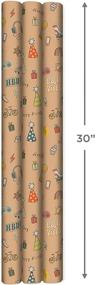 img 3 attached to Hallmark Recyclable Wrapping Paper with Cutlines on Reverse (3 Rolls: 60 sq. ft. ttl) - Kids Birthday, Retro Icons, Roller Skates, Skateboard