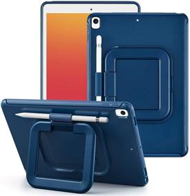 img 4 attached to 📱 Protective Navy Case for iPad 10.2 Inch 9th/8th/7th Generation (2021/2020/2019) by LovRug - 360° Rotating Stand, Shock Proof, Pencil Holder