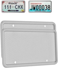 img 4 attached to Molitec Silicone License Plate Frames: 2 Pack Car License Plate Cover – Universal US Car Black License Plate Bracket Holder - Gray; Rust-Proof, Rattle-Proof, Weather-Proof