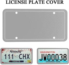 img 2 attached to Molitec Silicone License Plate Frames: 2 Pack Car License Plate Cover – Universal US Car Black License Plate Bracket Holder - Gray; Rust-Proof, Rattle-Proof, Weather-Proof