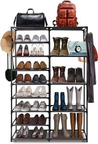 img 4 attached to 👞 CSXGBAB Tall Shoe Rack: Sturdy Metal Organizer with Versatile Hooks and 9 Tiers for 24-35 Pairs - Easy Assembly