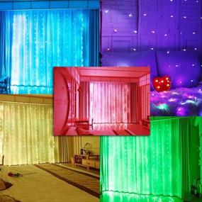 img 2 attached to 🌈 Color Changing Curtain Lights: 200 LED Christmas Backdrop Curtains for Bedroom, Wedding, or Party Decor - Remote Controlled Rainbow Multicolor Pink Green Waterfall Lights