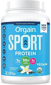 img 4 attached to Orgain Vanilla Sport Plant-Based Protein Powder - With 30g of Protein, Organic Turmeric, Ginger, Beets, Chia Seeds, Brown Rice, and Fiber - Vegan, Gluten-Free, Dairy-Free, Non-GMO, 2.01 lb