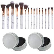 🧼 top 2 pieces of dry makeup brush quick cleaner sponge and 15 pieces of cosmetic brushes - set of 17, brush color removal sponge and makeup brushes package logo