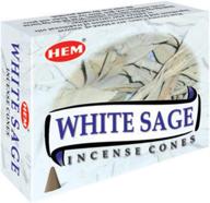 🌿 purest white sage cones pack - set of 12, 10 cones each (total 120 cones) by hem incense logo