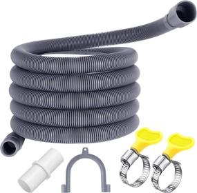 img 4 attached to 🪠 Universal 10ft Flexible Washing Machine & Dishwasher Drain Hose Extension Kit with Adapter, Clamps, and U-Bend Holder