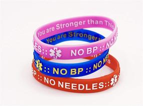 img 1 attached to MandM Silicone Bracelets: BP & Needle-Free Dialysis, Lymphedema Arm Alert Wristbands