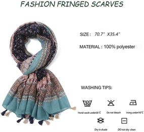 img 2 attached to 🌸 Yeieeo Boho Scarf: Stylish Floral Printed Lightweight Scarf for Women - Fall/Winter Fashion Accessory with Fringed Wraps & Shawl