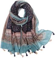 🌸 yeieeo boho scarf: stylish floral printed lightweight scarf for women - fall/winter fashion accessory with fringed wraps & shawl logo