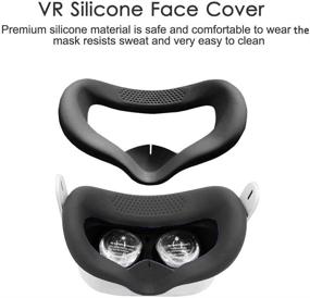 img 1 attached to 🎮 Oculus Quest 2 Accessories Bundle: VR Face Silicone Cover + Touch Controller Grip Cover + Protective Lens Dust-Proof Cover + Thumb Button Caps (Black)