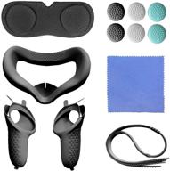 🎮 oculus quest 2 accessories bundle: vr face silicone cover + touch controller grip cover + protective lens dust-proof cover + thumb button caps (black) logo
