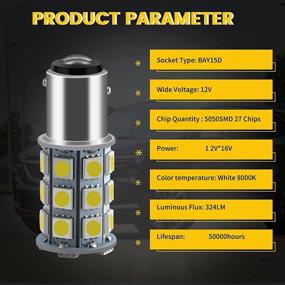 img 3 attached to 🚦 Everbrightt 10-Pack Turn Tail Signal Bulb S25 5050 1157 BAY15D White 27SMD LED Replacement Bulbs: High LUMS, Ideal for RVs, Campers, SUVs, and More!