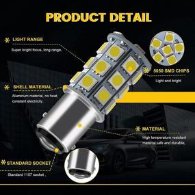 img 2 attached to 🚦 Everbrightt 10-Pack Turn Tail Signal Bulb S25 5050 1157 BAY15D White 27SMD LED Replacement Bulbs: High LUMS, Ideal for RVs, Campers, SUVs, and More!
