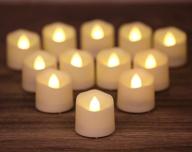 owlbay 12 pcs 1.3”h flameless votive candles with timer for party/wedding/holiday decor - realistic & long lasting battery operated led tealight candles логотип