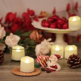 img 3 attached to OWLBAY 12 PCS 1.3”H Flameless Votive Candles with Timer for Party/Wedding/Holiday Decor - Realistic & Long Lasting Battery Operated LED Tealight Candles