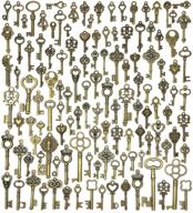 🔑 jialeey 125 pcs vintage skeleton key set: antique style bronze brass charms for diy jewelry making, weddings & favors logo