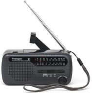 🔋 kaito v1 вояджер: солнечное/динамо ам/фм/св экстренное радио с зарядным устройством для мобильного телефона и 3-led фонариком - железно-серый логотип