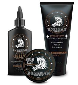 img 4 attached to Stagecoach Scent Beard Kit for Men - Beard Oil Jelly, Fortifying Conditioner Cream, Beard Balm - Grooming Growth Care Accessories by Bossman Essentials