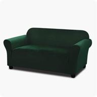 argstar velvet 3 seat couch cover: dark green sofa couch cover for living room - elastic, one-piece design, furniture protector logo