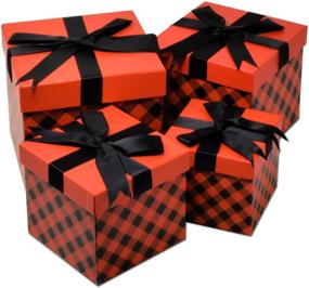 img 3 attached to 🎁 4 Buffalo Plaid Christmas Nesting Gift Boxes with Lids - Assorted Sizes for Holiday Wrapping & Decor