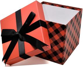 img 1 attached to 🎁 4 Buffalo Plaid Christmas Nesting Gift Boxes with Lids - Assorted Sizes for Holiday Wrapping & Decor