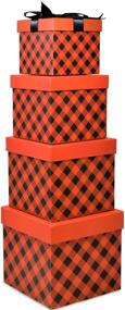 img 4 attached to 🎁 4 Buffalo Plaid Christmas Nesting Gift Boxes with Lids - Assorted Sizes for Holiday Wrapping & Decor