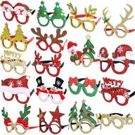 🎅 18pcs christmas party glasses with glitter frames - festive holiday designs for christmas party favors and holiday favors (one size fits all) logo
