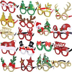 img 4 attached to 🎅 18Pcs Christmas Party Glasses with Glitter Frames - Festive Holiday Designs for Christmas Party Favors and Holiday Favors (One Size Fits All)