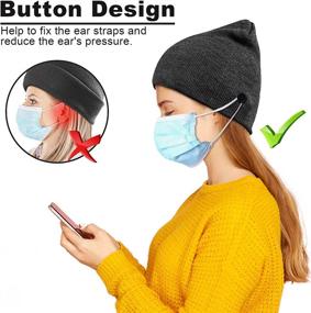 img 3 attached to 🧤 Stay Warm and Stylish with Winter Beanie Hat for Women and Men - Knit Hat with 4 Buttons to Hold Mask - Perfect for Skull Caps and Mask Hat