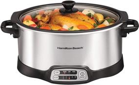 img 4 attached to 🍲 Hamilton Beach 33662 Programmable Silver Slow Cooker, Stovetop Sear & Cook, 6 Quarts