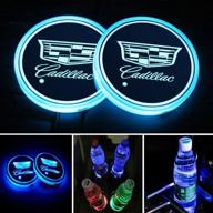 🚗 auralight 2pcs led car cup holder lights for cadillac - 7 colors changing usb charging cup holder insert coaster - enhance car interior atmosphere with led car interior lamp logo