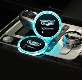 img 2 attached to 🚗 Auralight 2pcs LED Car Cup Holder Lights for Cadillac - 7 Colors Changing USB Charging Cup Holder Insert Coaster - Enhance Car Interior Atmosphere with LED Car Interior Lamp