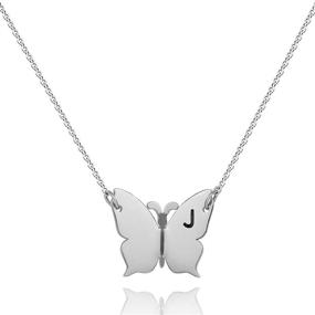 img 4 attached to WIGERLON Butterfly Initial Necklace for Women Letter Pendant Necklaces for Girls | Silver and Gold Options