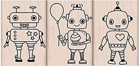 img 2 attached to 🤖 Adorable Hero Arts Woodblock Stamp Set: Robot Trio for Creative Crafting