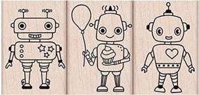 img 3 attached to 🤖 Adorable Hero Arts Woodblock Stamp Set: Robot Trio for Creative Crafting