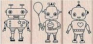 🤖 adorable hero arts woodblock stamp set: robot trio for creative crafting logo