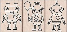 img 4 attached to 🤖 Adorable Hero Arts Woodblock Stamp Set: Robot Trio for Creative Crafting