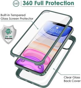 img 2 attached to 📱 iPhone 11 Case - Full-Body Rugged Clear Bumper Case with Built-in Tempered Glass Screen Protector | Heavy-Duty Protection | Designed for iPhone 11 | Vibrant Green