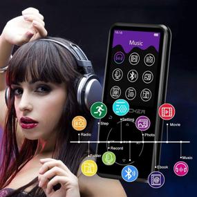 img 2 attached to 🎧 16GB MP3 Player with Bluetooth 4.0: Portable HiFi Lossless Sound, FM Radio, Voice Recorder, E-Book & More – 128GB Expandable Storage, Headphone & Sport Armband Included