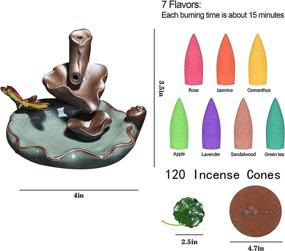 img 3 attached to 🏔️ ЗВСИБН светильник для обратного тока с 120 конусами и 30 палочками - горный водопадный держатель для домашнего декора, ароматерапевтический предмет