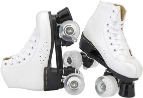 img 1 attached to 👟 FTYUNWE Adult Women's Roller Skates - Outdoor Quad Roller Shoes with Light-Up Wheels, Unisex Classic High-Top Quad Rink Skates Adjustable for Girls, Men, Kids, and Beginners - White, Size 37EU / 6.5US